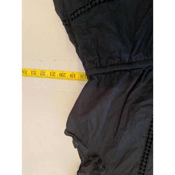 J.Crew Black Midi Dress Tiered Ruffles Pom-Pom Detail Cotton Size 18 - Picture 9 of 11